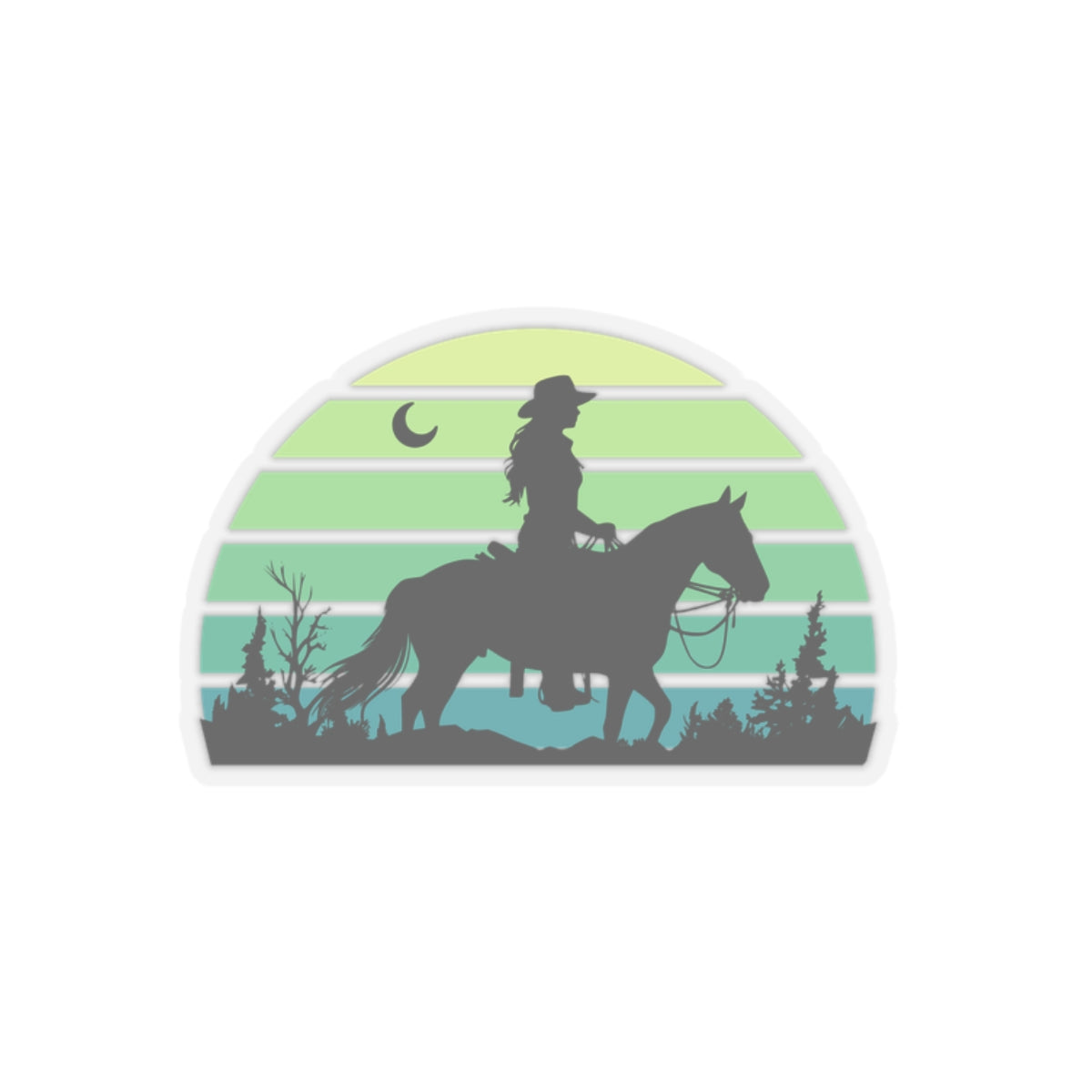 Cowgirl in the night Kiss-Cut Stickers