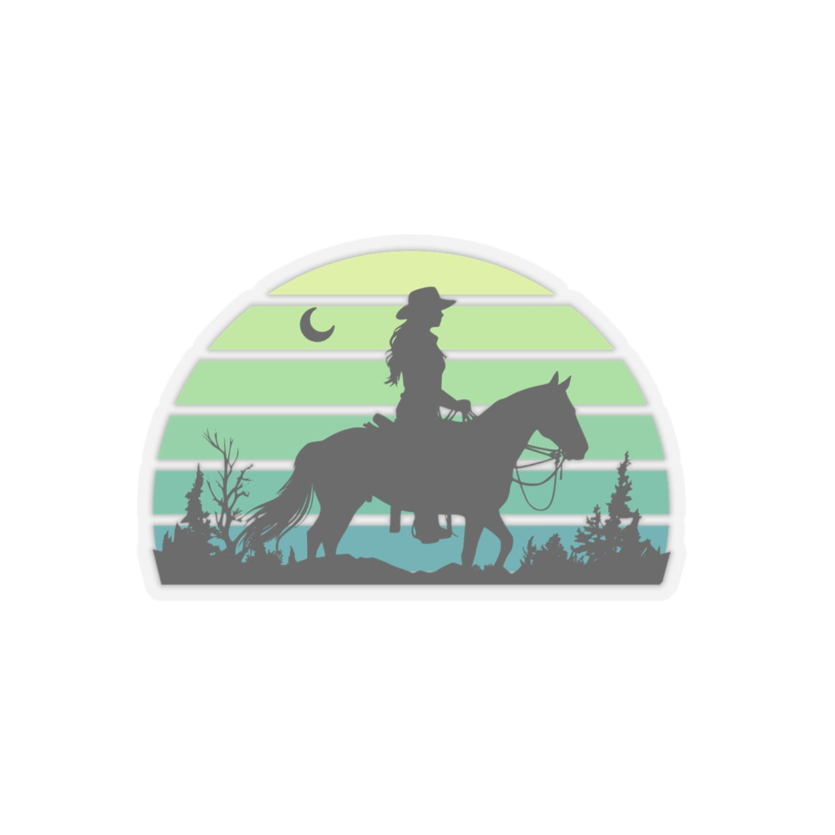 Cowgirl in the night Kiss-Cut Stickers