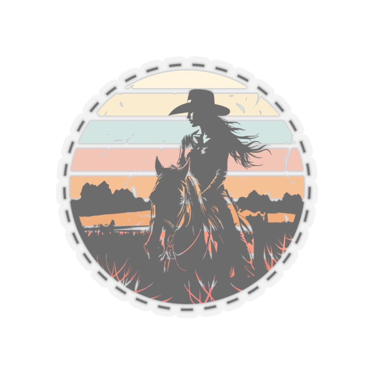 Cowgirl in the nature Kiss-Cut Stickers