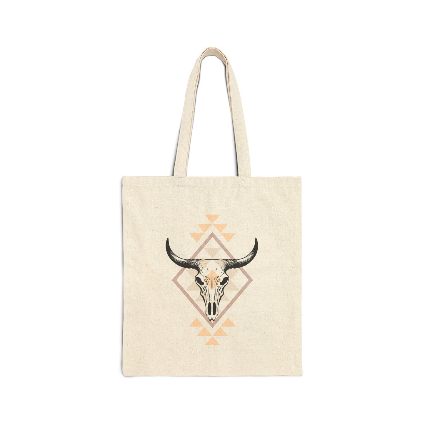 Cow skull western print Cotton Canvas Tote Bag