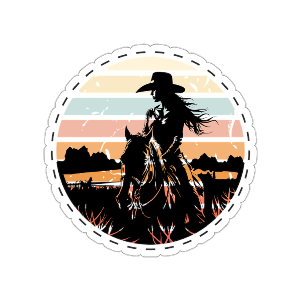 Cowgirl in the nature Kiss-Cut Stickers
