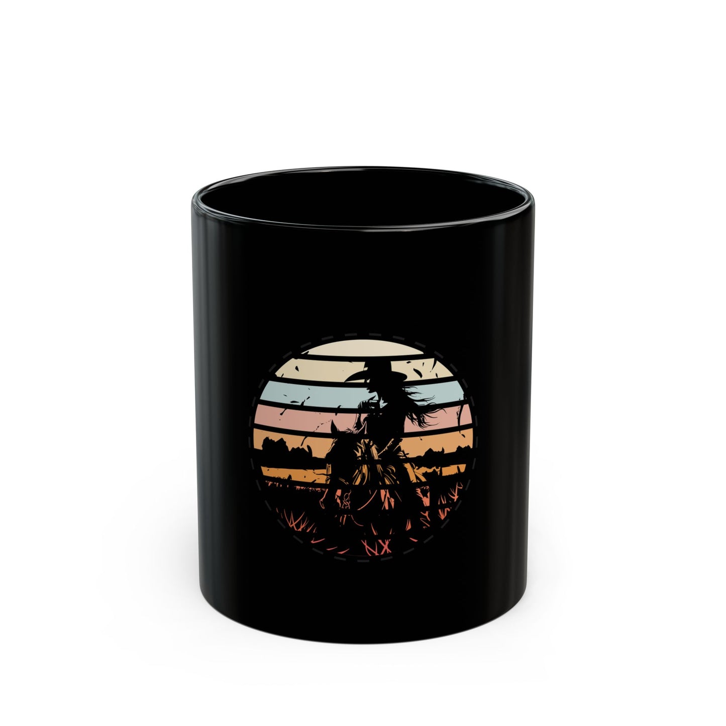 Cowgirl in the nature Black Mug (11oz, 15oz)