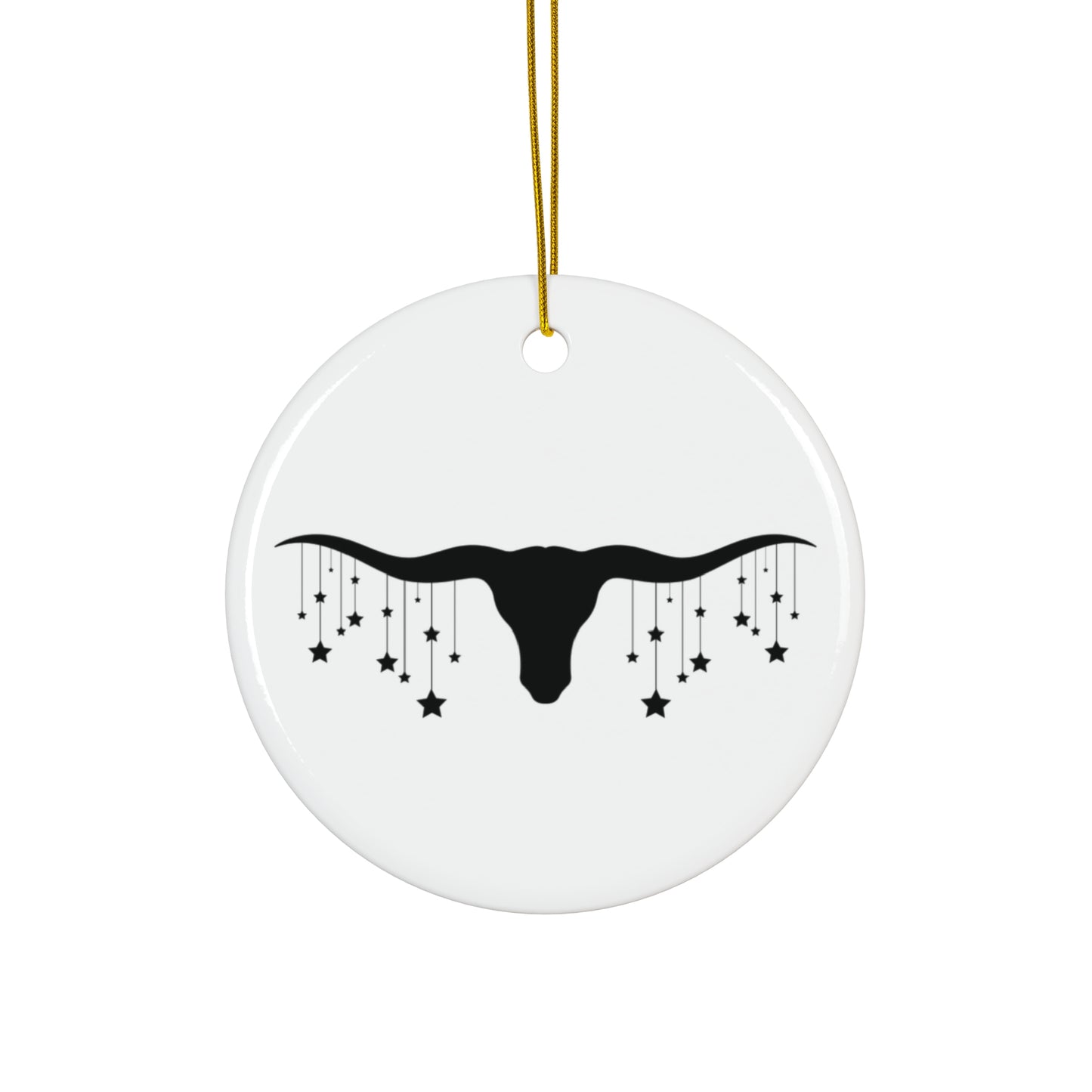 Christmas longhorn Ceramic Ornament