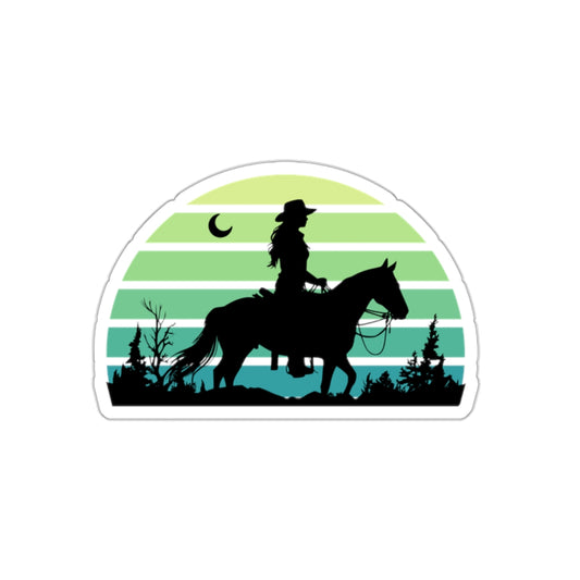 Cowgirl in the night Kiss-Cut Stickers