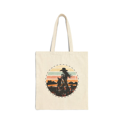 Cowgirl in the nature Cotton Canvas Tote Bag