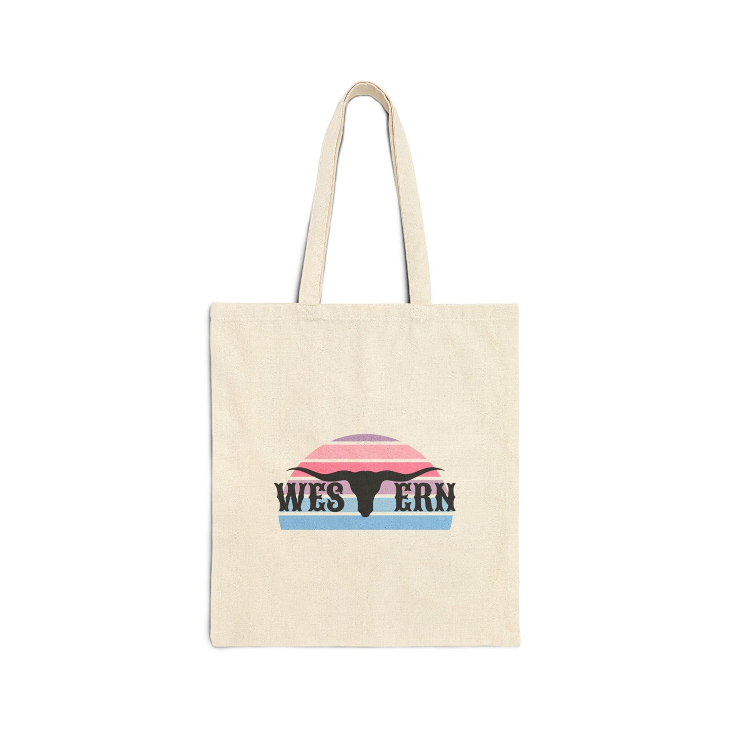 Western longhorn Cotton Canvas Tote Bag